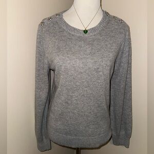 J.Crew Wool Blend Scoop Neck Sweater with Crystal Shoulder Detail,Size-Medium